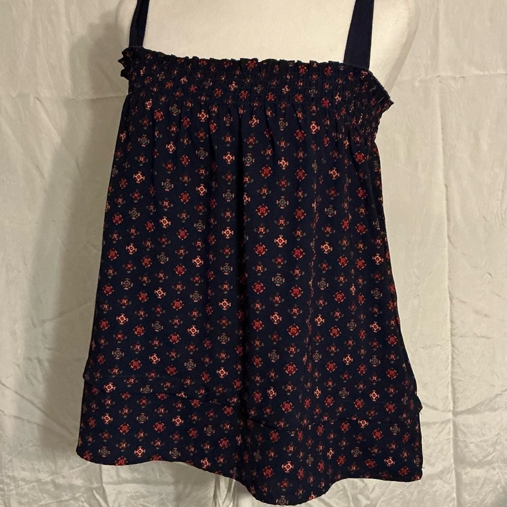 Floral Print Navy Tank Top